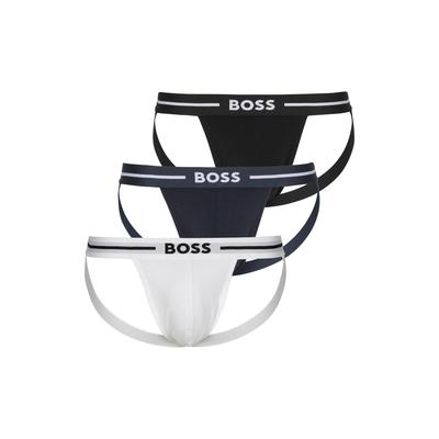 Hüftslip BOSS "Jockstrap 3P Bold", Herren, Gr. L, bunt (open miscellaneous 967), Single Jersey, Obermaterial: 95% Baumwolle, 5% Elasthan, unifarben, körpernah, Unterhosen, mit BOSS Schriftzug Image