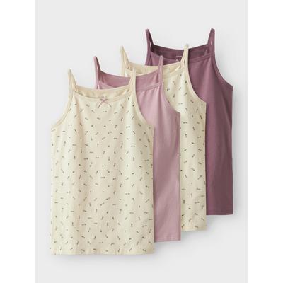 Unterhemd NAME IT "NKFSTRAP für Mädchen mit Stretchkomfort im 4er-Pack", Kinder, Gr. 134 (140), N-Gr, beige (buttercream), Jersey, Obermaterial: 95% Baumwolle, 5% Elasthan, bedruckt, unifarben, casual, normal, Rundhals, ärmellos, Unterhemden,... Image
