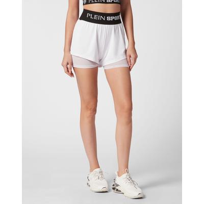 Jogg-Bermudas PLEIN SPORT "Shorts", Damen, Gr. S, US-Größen, weiß (01, weiß), Obermaterial: 95% Polyester, 5% Elasthan, Hosen Image