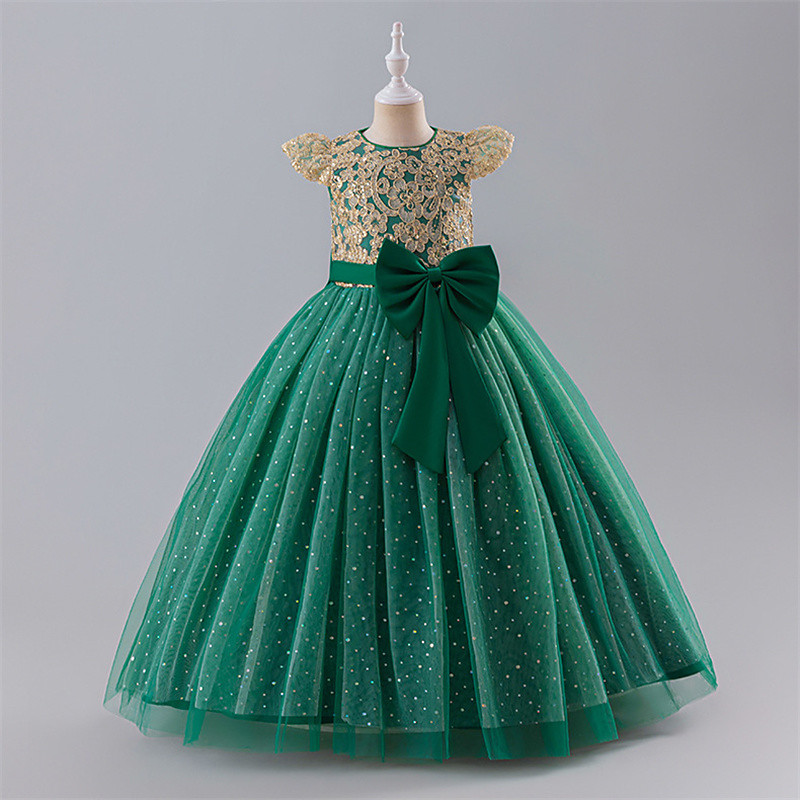 Kids Girls' Flower Girl Dress Party Dress Color Block Sleeveless Performance Wedding Party Tie Knot Beautiful Sweet Polyester Maxi Party Dress Swing Dress A Line Dress Summer 4 years White Champagne