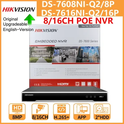 Hikvision 4K PoE NVR DS-7608NI-Q2/8P DS-7616NI-Q2/16P 8/16 Channels Network Video Recorder 8MP 2