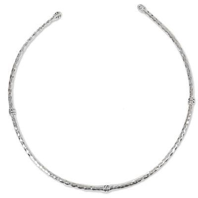 Station Mosaic,'Handmade 925 Sterling Silver Collar with Hexagonal Motif'