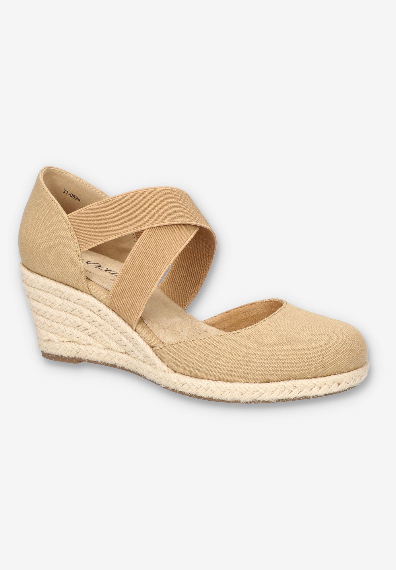 Wide Width Women's Pari Pump by Easy Street in Natural Canvas (Size 12 W)