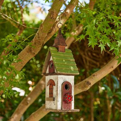 Glitzhome 15.75"H Solid Wood Decorative Outdoor Garden Birdhouse - 5.25''L X 6.00''W X 15.75''H