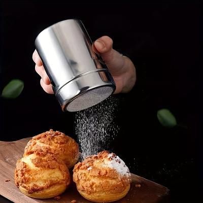 TEMU Stainless Steel Powder Shaker - Multifunctional Mesh Sifter For Sugar & , Baking Dusting Tool With Lid For Use Image