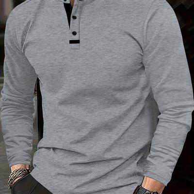 TEMU Olive Green Long Sleeve Shirt - Comfortable Fabric, , Round Neck, Button Detail, Ideal For Spring/fall Image