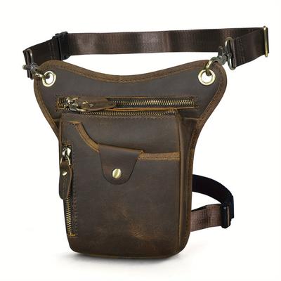 TEMU 1pc Top Layer Cowhide Classic Waist Leg Bag, Fashion Travel Fanny Pack Image