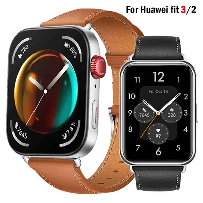 Lederband Für Huawei Uhr Fit 3 Smartwatch Band Ersatz Armband männer retro Echte Armband Huawei Fit Image