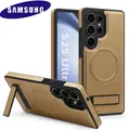 Custodia magnetica ufficiale con supporto in pelle per Samsung Galaxy S25 S24 S23 S22 Ultra Plus S24FE per copertura di ricarica wireless Magsafe