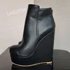 Laigzem Frauen Stiefeletten Plattform runde Zehen Seite Reiß verschluss kurze Stiefel Höhe erhöhen Damenschuhe Frau große Größe 39 43 45 48