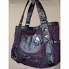 Sanrio Hello Kitty Vintage Patchwork Lila Achseltasche Subkultur Y2K Sweet Spicy Girl Handtasche Gothic Trend Vielseitige Tragetasche