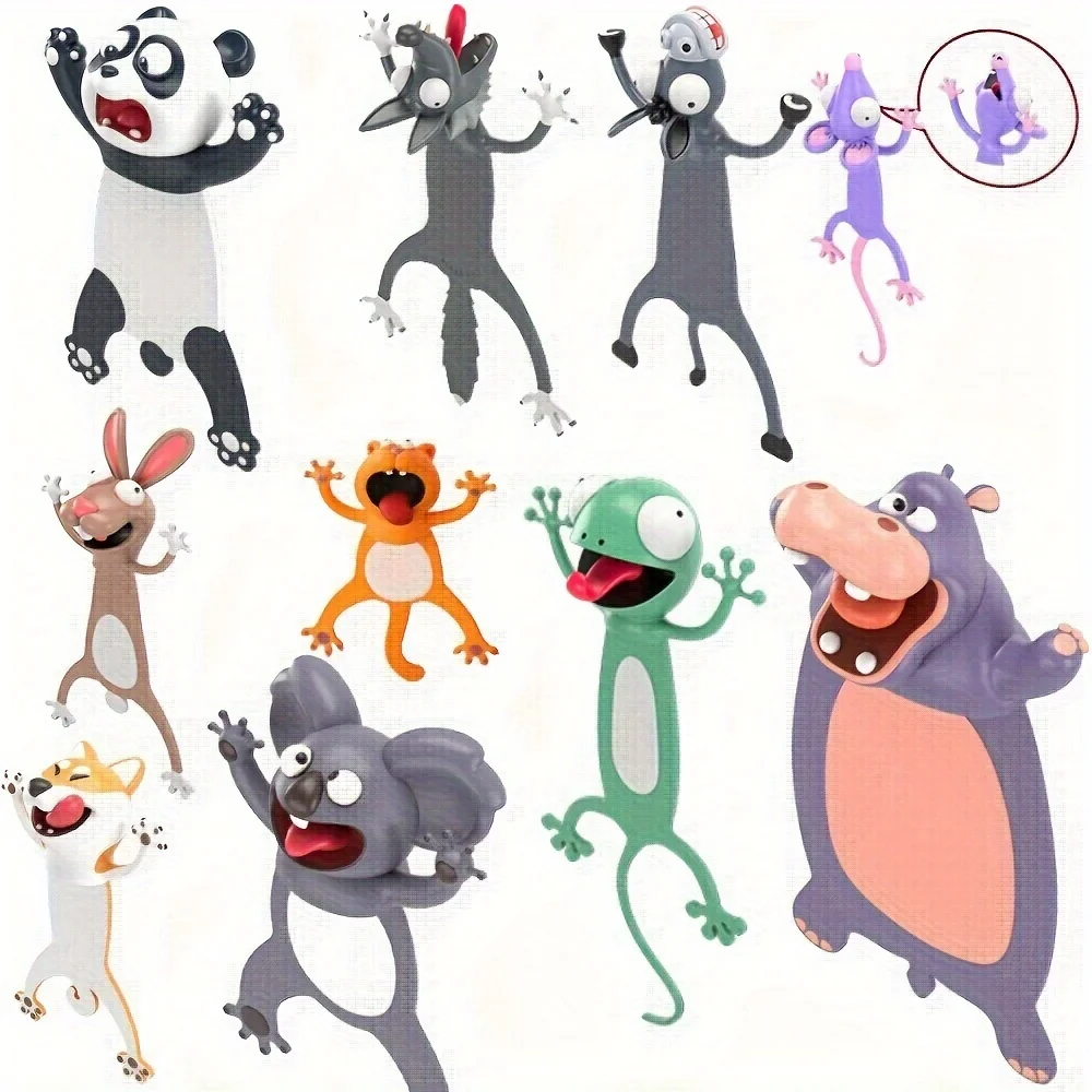 1 Stück 3D stereoskopisches Tier-Lesezeichen Original PVC kreative literarische Schöpfung lustige Katze Student Briefpapier Lesehilfe Image