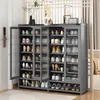 8-Tier Bamboo Shoe Cabinet with Doors, 36-40 Pairs Freestanding Shoe Rack for Closet, Shoe Storage