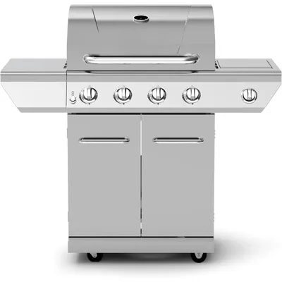 4-Burner Propane Gas Grill in Stainless Steel with Side Burner, 60000BTUs, 626 Sq. in. Cooking