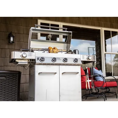 4-Burner Propane Gas Grills Stainless Steel Cabinet Style with Infrared Side Sear & Side Burners