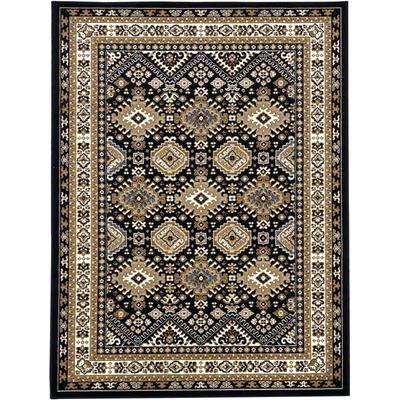 Teppich MY HOME "Diantha" Gr. 4, braun (dunkelbraun), B:160cm H:7mm L:230cm, Kunstfaser, Teppiche, Orient-Optik, mit Bordüre, Kurzflor, pflegeleicht, elegant, weich Image