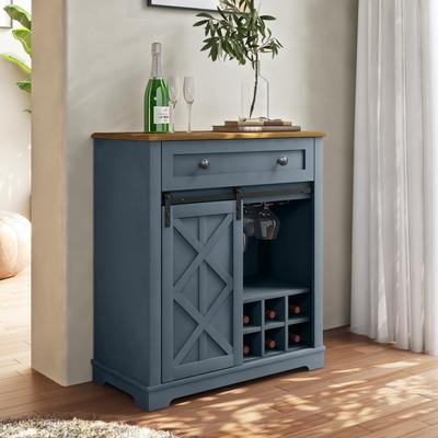 Rustic Chic Wine Cabinet with Glass Holder & Wine Rack - 32