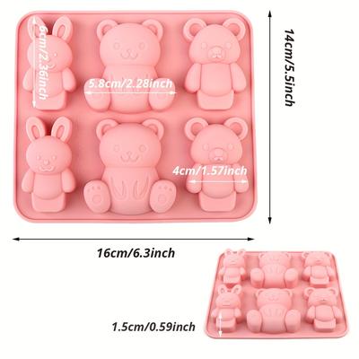 TEMU Versatile Silicone Mold For Candy, Chocolate & Soap - Bpa-free, Halloween, Christmas, Easter, Thanksgiving - Featuring Adorable Cartoon , Rabbits & Squirrels Image