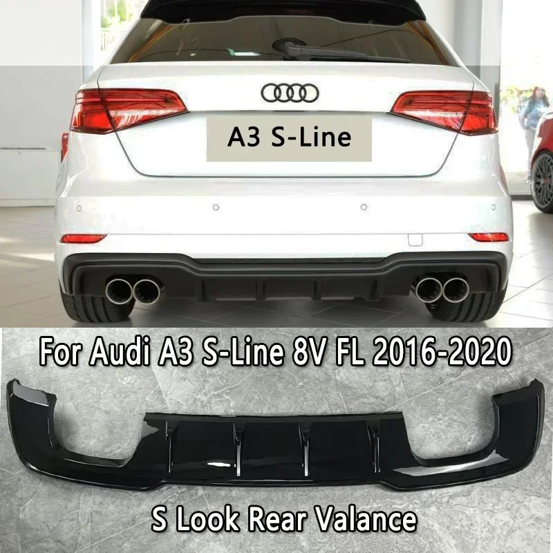 Diffuseur de pare-chocs arrière noir brillant, pour Audi A3 s-line (pas pour A3 S3) 8V Facelift 2016 – 2020 Sportback/Hatchback