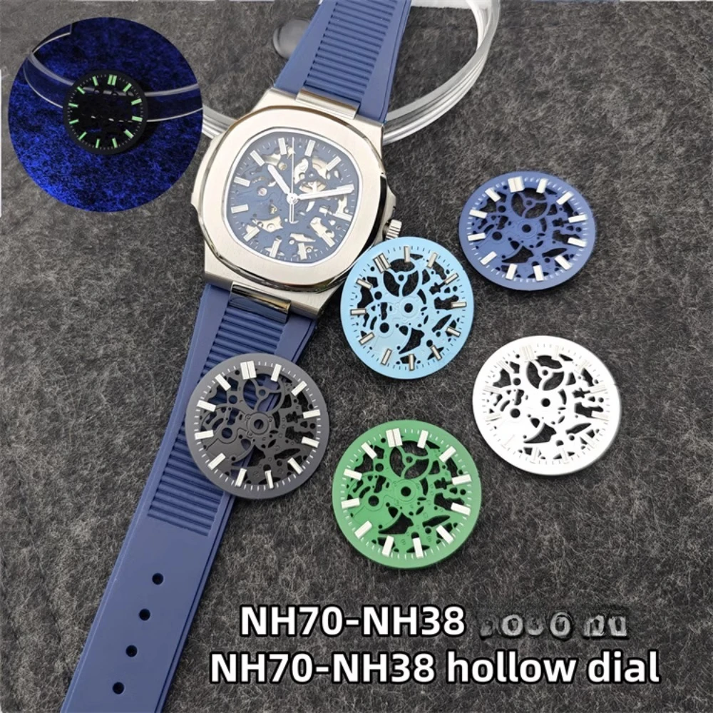 NH70-Uhrenzifferblatt, 29,8 mm hohle Oberfläche, grün leuchtende Zifferblätter, nur Zifferblatt, Uhrenzubehör für NH38/NH70-Uhrwerk Image