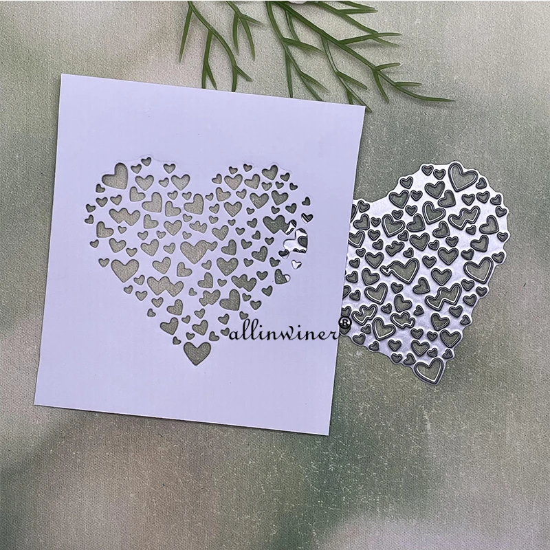 Matrices de découpe en métal, ornement en forme de cœur, pochoirs pour bricolage, Scrapbooking, gaufrage décoratif, modèle de découpe artisanal