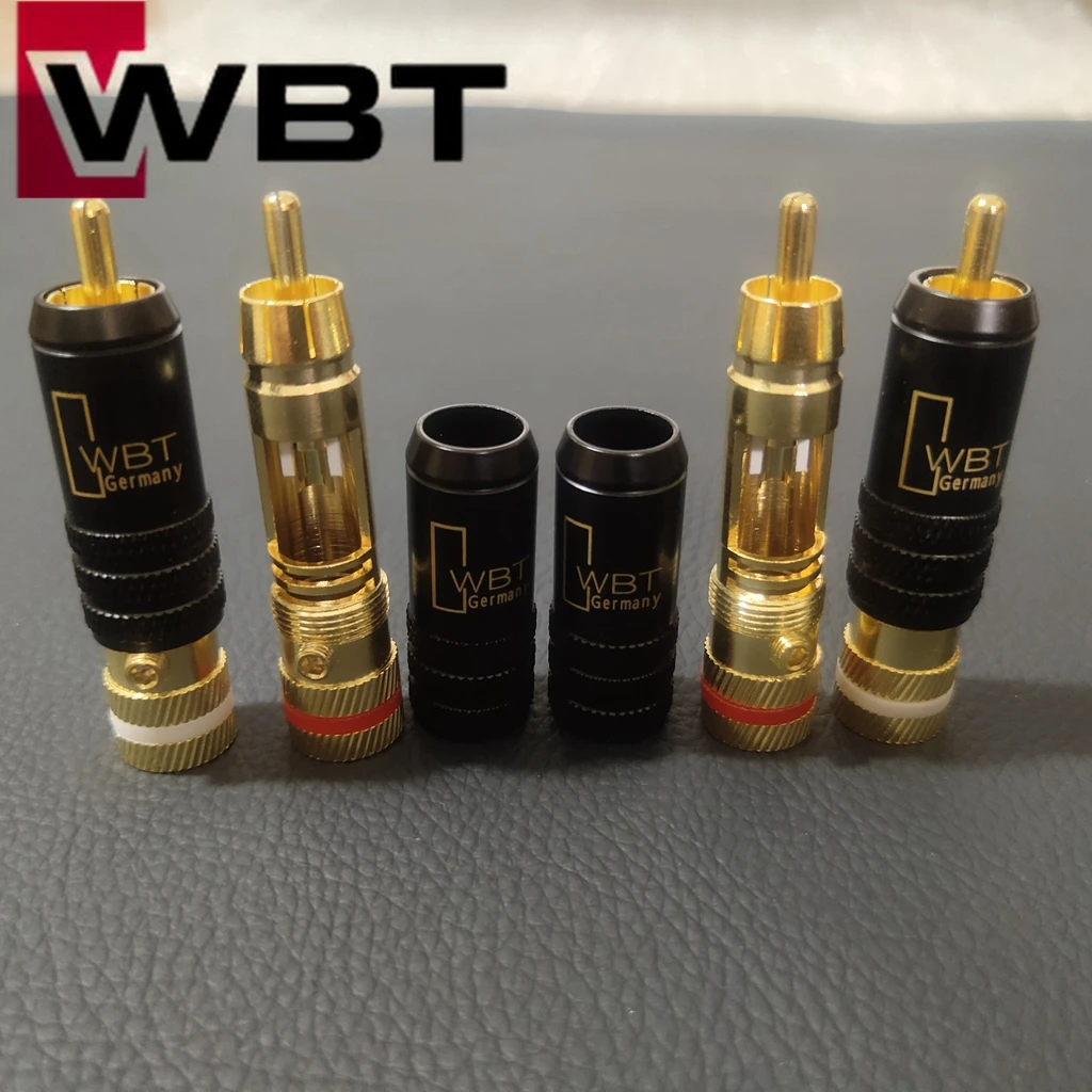 4 stücke WBT Marke neue hohe qualität Gold Überzogene Kupfer RCA Stecker audio kabel Stecker Löten Selbst-locking 0144 stecker Image