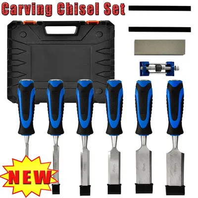 DayPlus 10-Piece Wood Chisel Set, Bevel Edge Wood Carving Chisel,Soft Grip with Strike Cap Set for Woodworking with Honing Guide