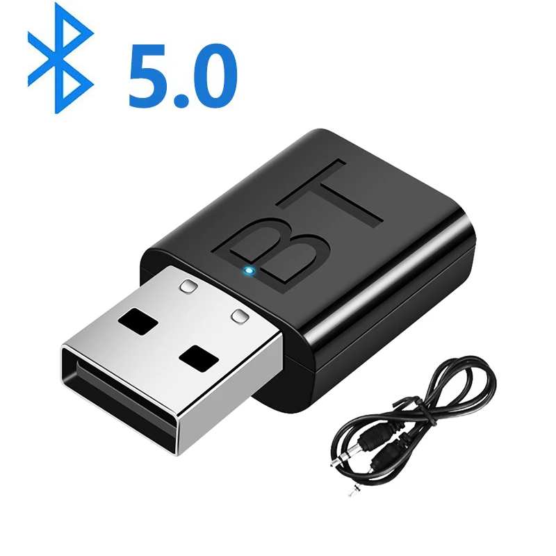 USB-Bluetooth 5.0-Empfänger, kabelloser Bluetooth-Adapter, 3,5 mm AUX-Buchse für PC, Auto, Musik, AUX-Stereo-Audio-Adapter für TV-Kopfhörer Image