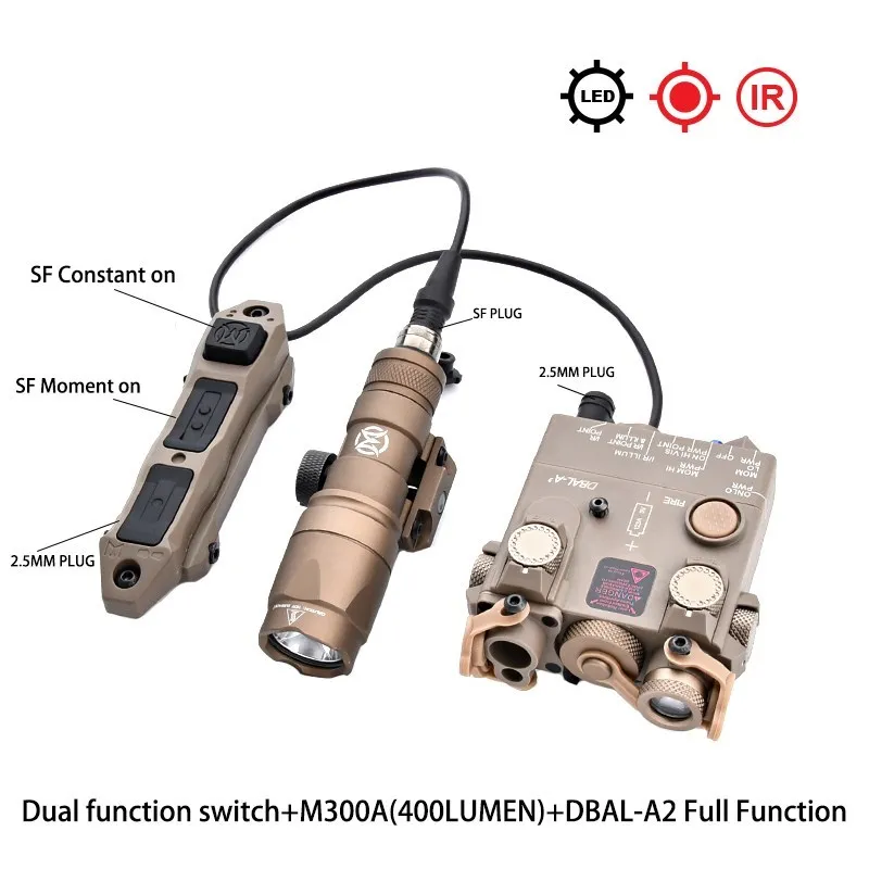 WADSN Nylon DBAL A2 Vollfunktion Rot Grün Blau IR Laserlicht Weiße LED-Taschenlampe M300A Strahler Dual Switch Dbal a2 Softair Image