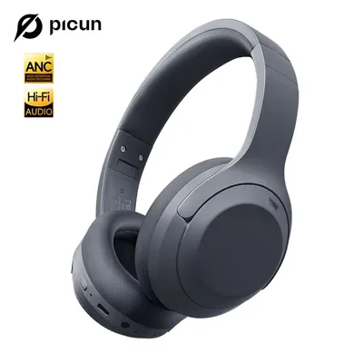 Picun F1 ANC Kabellose Bluetooth 5.4 Hi-FI-Audio-Kopfhörer, 43 dB, adaptive Headsets mit Geräuschunterdrückung, 40-mm-Treiber, 80-Stunden-Spielzeit-App
