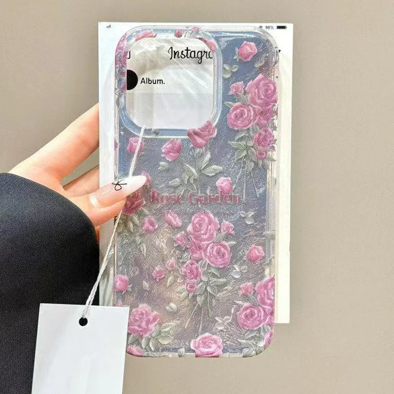 Vortex-Muster, niedliche Vintage-Rosen-Silikon-weiche Handyhülle für iPhone 17 16 Pro Max 15 14 13 12 11 Pro XS XR X SE 7 8 Plus Cover