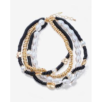 Boston Proper - Black/Gold - Slinky and Pearl Layered Necklace