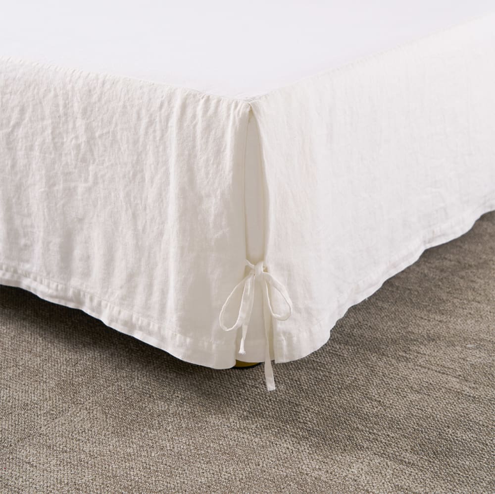 Cache sommier en lin blanc 140 x 200 cm