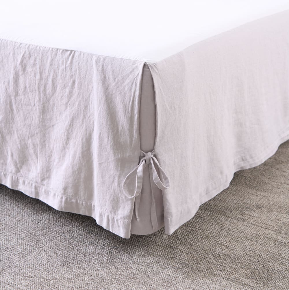 Cache sommier en lin gris 90 x 200 cm