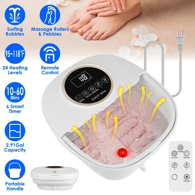 Collapsible Foot Spa Massager Electric Foldable Foot Soaker Tub with Remote Control 24 Heating