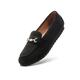 COOL COSER C Women's Wide Loafers Casual Slip on Flat Shoes Women's Comfort Penny Loafers with Arch Support Women Dressy Moccasins, Black Fabric-g, 12 Wide