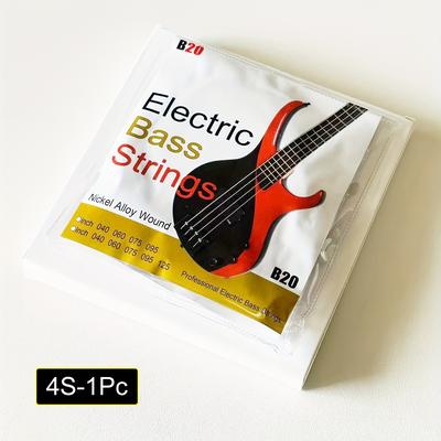 TEMU B20 Electric Bass Guitar Strings - 4/5 String Compatible, Long Scale, Roundwound Polished Nickel-plated Steel, - High-carbon Steel , Nickel-plated Ball End - Light Gauge.040-.095/.040-.125