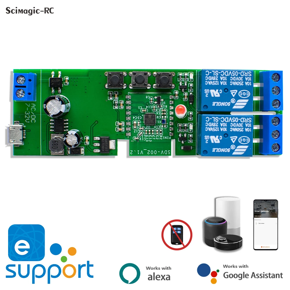 1/2ch ewelink app intelligente fernbedienung drahtloses wifi schalter modul dc 7-32v ac 85-250v 10a wifi relais für alexa google home diy Image