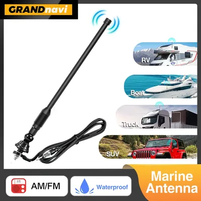 Universal Marine Radio Antenna AM/FM for Golf Cart ATV UTV RV Truck Excavator Tractor RVR Yacht Waterproof Flexible Signal