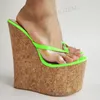 Laigzem Frauen Sandalen Plattform Keile Flip Flop Super 20cm High Heels Pumps klar PVC Damenschuhe Frau Größe 41 43 46 48