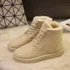 2024 frauen Winter Schnee Stiefel Warme Flache Plus Größe Plattform Lace Up Damen frauen Schuhe Neue Flock Pelz Wildleder stiefeletten 36-42