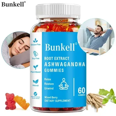 Ashwagandha Gummies - Contains vitamin D3, helps improve sleep, relieve stress and calmness, and