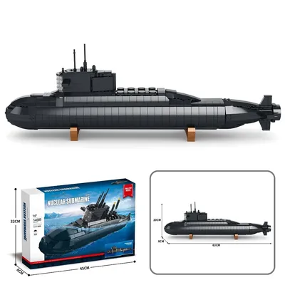 Nuclear Submarine Building Blocks Set, Military Submarine Model Construction Kit with Light, Great