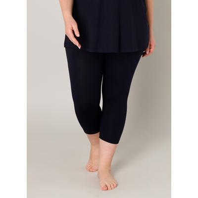 Caprileggings BASE LEVEL CURVY "Audrey", Damen, Gr. 52, N-Gr, blau (navy dunkelblau), Jersey, Obermaterial: 94% Viskose, 6% Elasthan, unifarben, Basic, figurbetont kniebedeckend, Hosen Image
