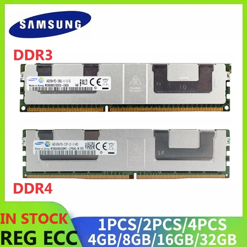 Samsung Server RAM Memoria REG ECC RAM DDR3 Unterstützung X79 LGA 2011 Motherboard DDR4 Unterstützung X99 Motherboard 8 GB 16 GB 32 GB Speicher Image