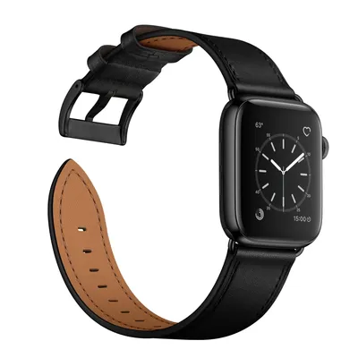 VIOTOO Schwarzes Leder 45 mm 44 mm 42 mm Uhrenarmband für Apple Watch Band Serie 7 6 SE 5 4 3 38 mm Image