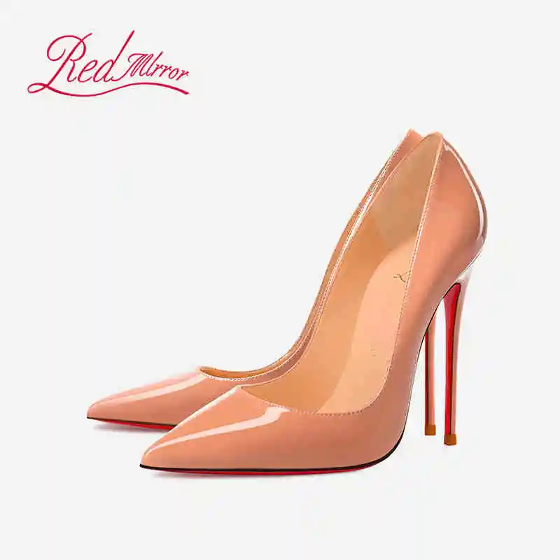 Damen High Heels in Hautfarbe Elegante Luxus-Schuhe in Schwarz für Damen 2026 Rote Glänzende Sohlen Spitze Zehe Party-Schuhe für Damen