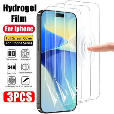 3Pcs Volle Abdeckung Hydrogel Film Für iPhone 16 15 14 13 12 11 Pro Max Screen Protectors Für iPhone X XR XS MAX 7 8 Plus Nicht Glas