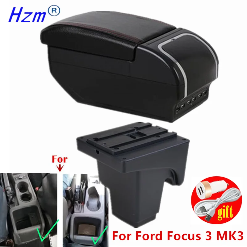 Für Ford focus 3 Armlehne box Für Ford Focus mk3 III Auto Armlehne box Zentrum lagerung box Innen Retrofit Auto zubehör Image