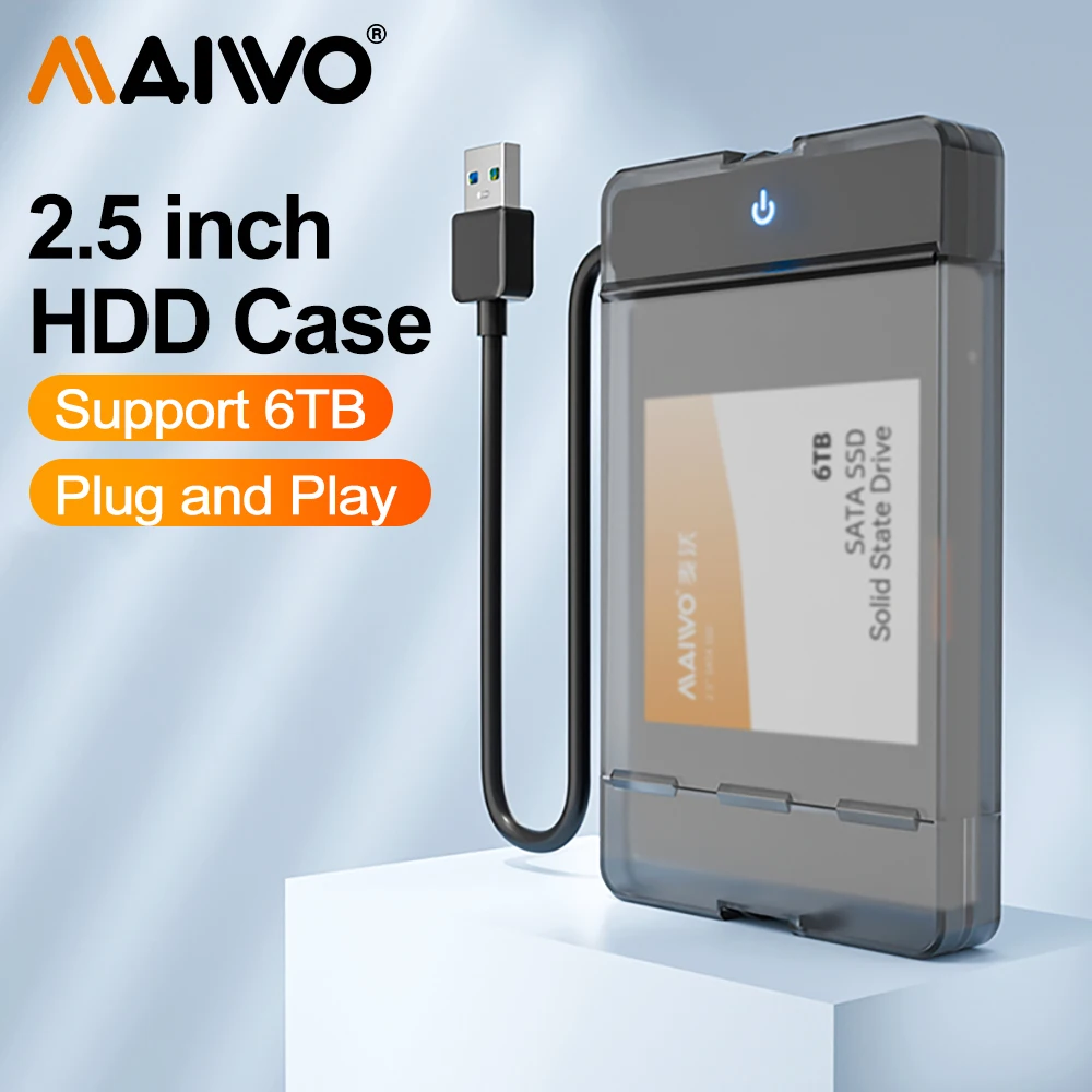 MAIWO 2,5-Zoll-HDD-Gehäuse SATA zu USB 3.0 Typ-C Externes Festplattengehäuse 5 Gbit/s Geschwindigkeit SATA SSD HDD-Gehäuse 6 TB Aufbewahrungsbox Image